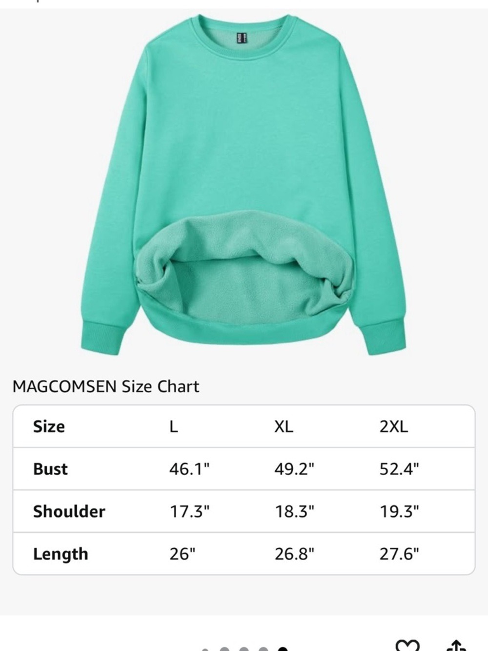 MAGCOMSEN Fleece Lined Sweatshirt Women's XXL Mint Green Crewneck Pullover - Picture 7 of 10
